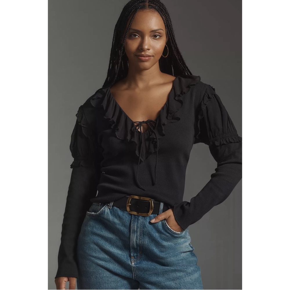 Anthropologie Long-Sleeve Ruffled Top NWT SZ 1X